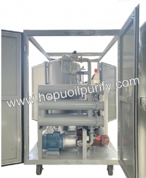Fully Enclosure Type Double-stage High Vacuum Transformer Oil Purifier With Siemens PLC and Digital FLow Meter